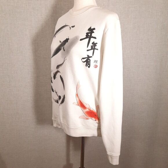 Blind Rooster Asian Graphic Sweatshirt Women's SZ Medium "Every Year Have Fish" - Picture 2 of 16